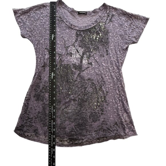 Vtg Y2K Eyeshadow Burnout Top Womens Sz L Distressed Purple Grunge Festival Rave - Picture 4 of 10
